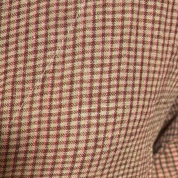 Flax Size L Oversized Boxy Fit Linen Gingham Plaid Jacket Button Front Pockets - Picture 3 of 5